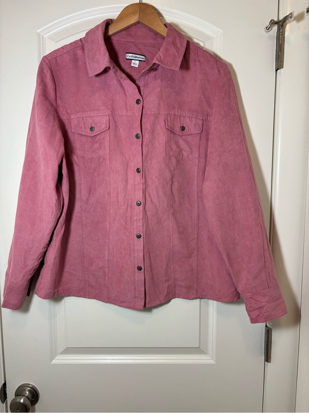 croft & barrow Rose Pink Suede-Look Shirt Jacket